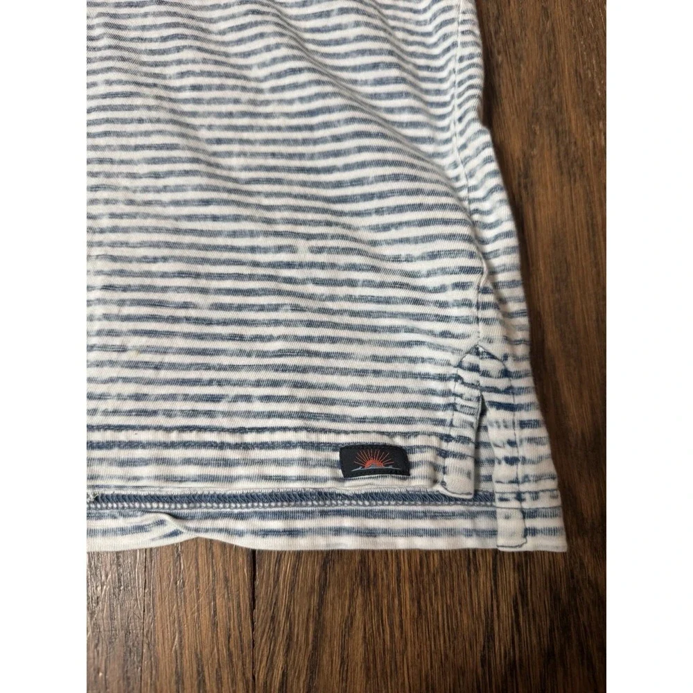 Faherty Brand Mens XXL Indigo Salt Wash Striped Organic Cotton Polo Shirt